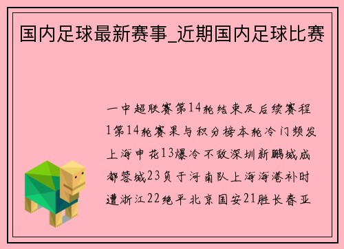 国内足球最新赛事_近期国内足球比赛